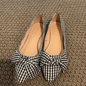 Black and white checkered ballet flats
